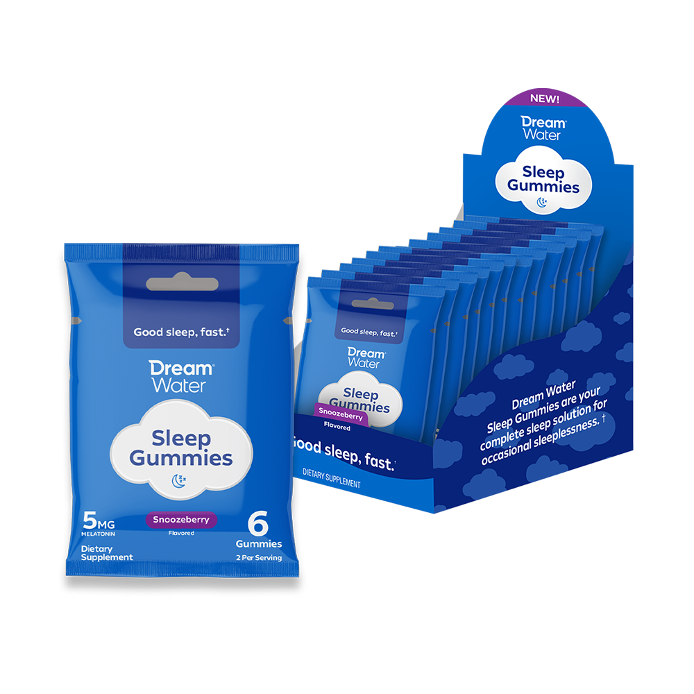 image-Dream Water Sleep Aid Gummies, Travel & Trial 6-count pouches - 12 pack