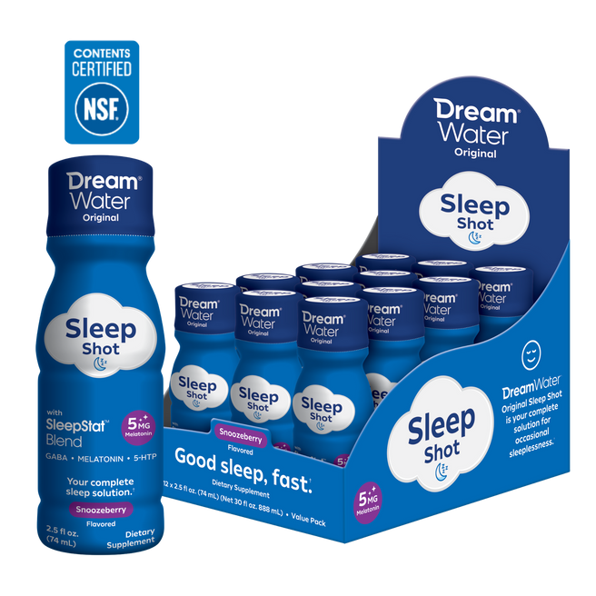 Dream Water Sleep Aid Shot - Snoozeberry Flavor - 12 pack