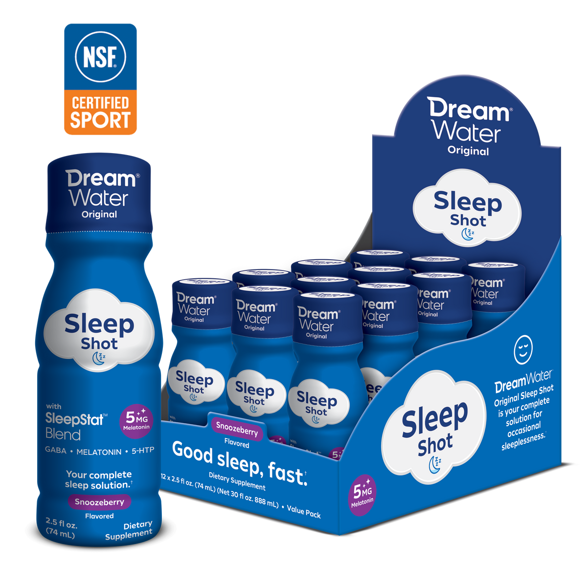 NSF Certified Dream Water Sleep Aid Shots - Snoozeberry Flavor