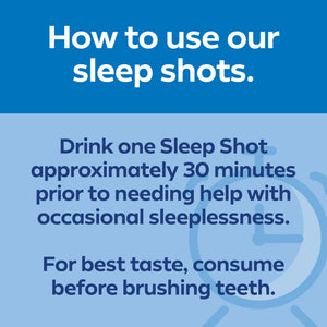 Dream Water Sleep Shot in Snoozeberry flavor, 24-pack, featuring small bottles designed to promote restful sleep.
