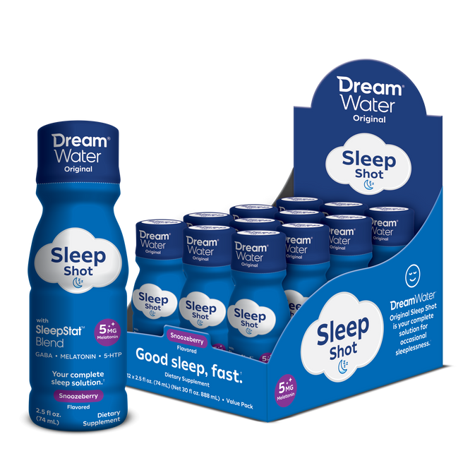 Dream Water Sleep Aid Shot - Snoozeberry Flavor - 12 pack