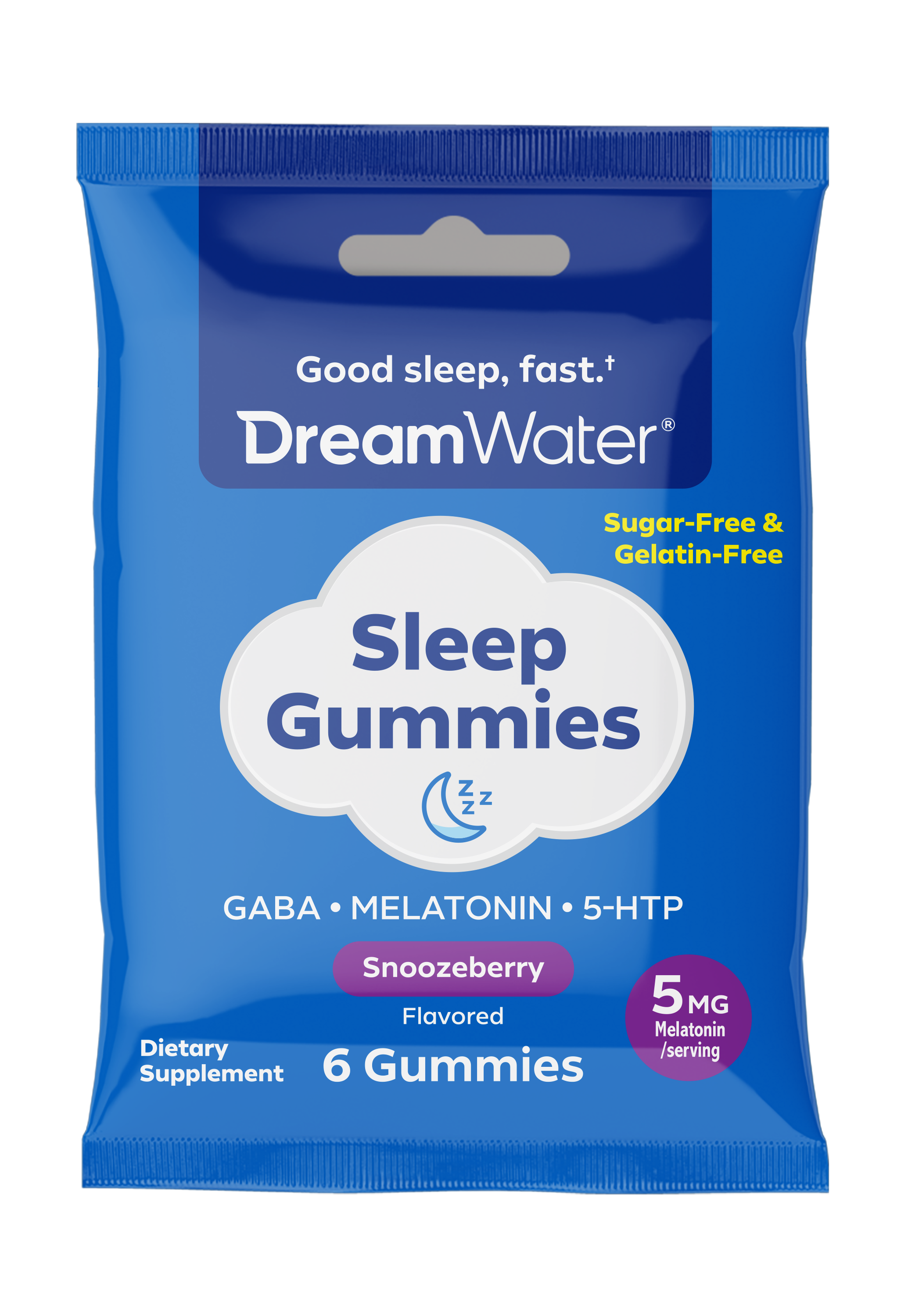 image-Dream Water Sleep Gummies with Pectin, Travel & Trial 6-count pouches - 12 pack