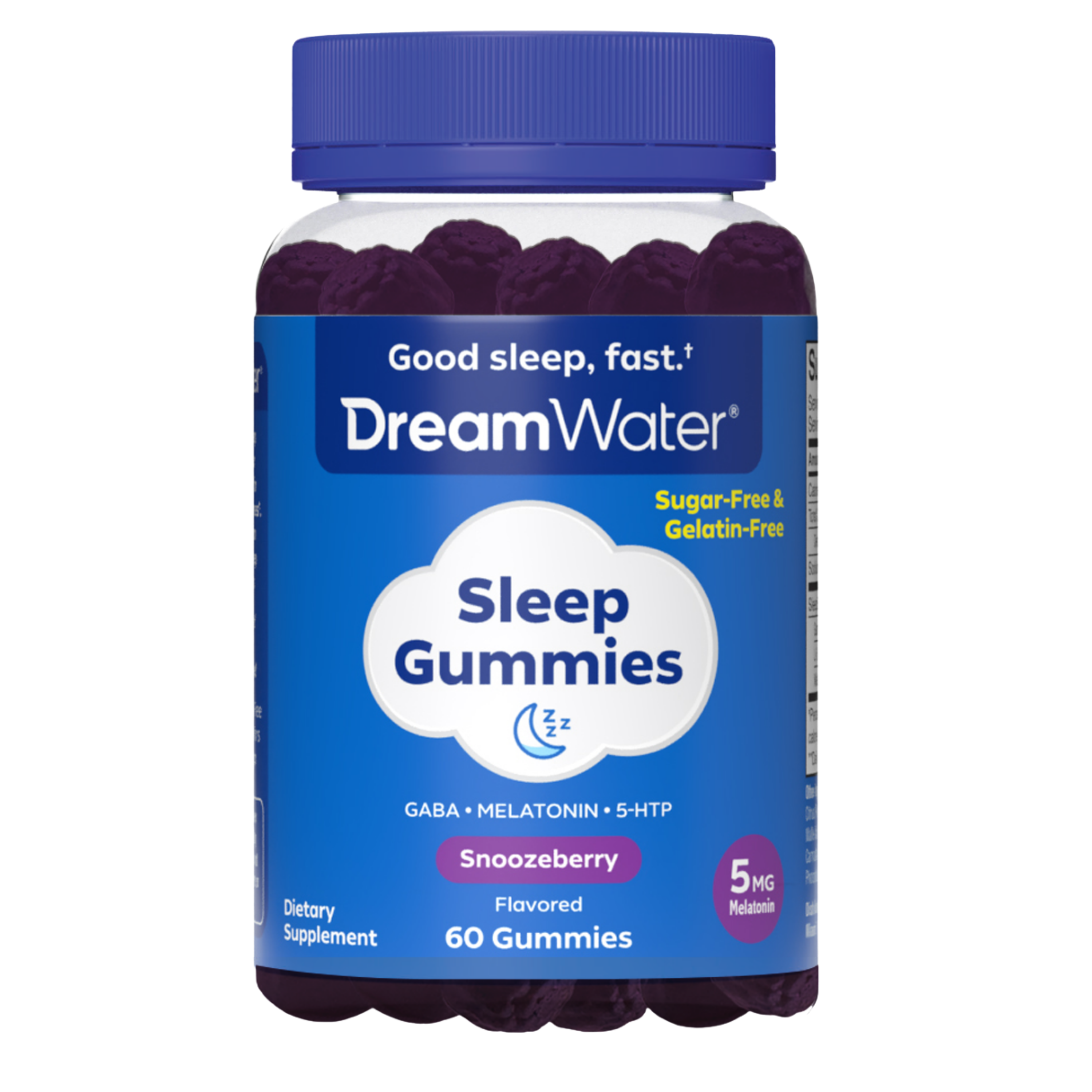 image-Dream Water Snoozeberry Sleep Gummies with Pectin - Sugar Free - 60ct