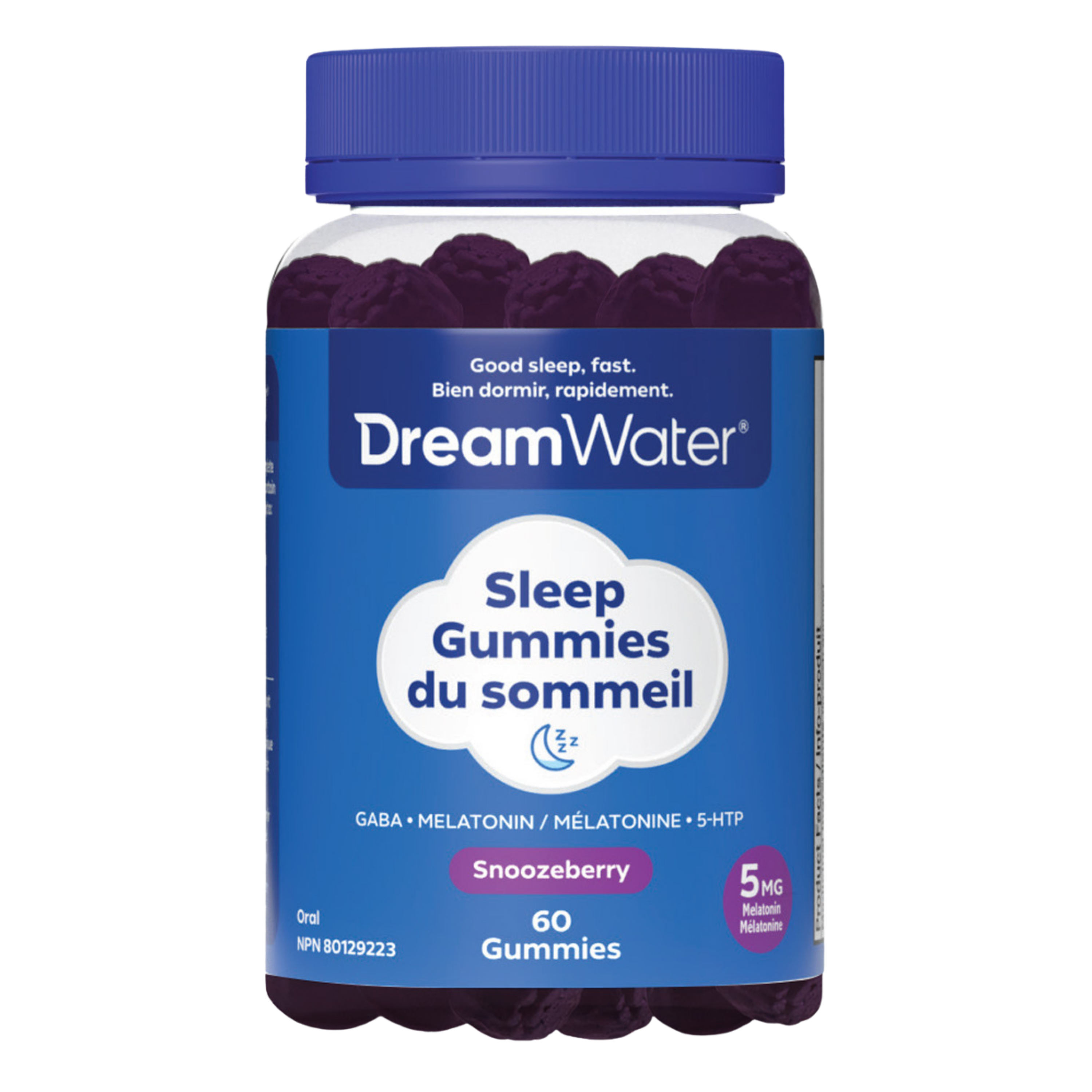 image-Dream Water Snoozeberry Sleep Gummies with Pectin - Sugar Free - 60ct
