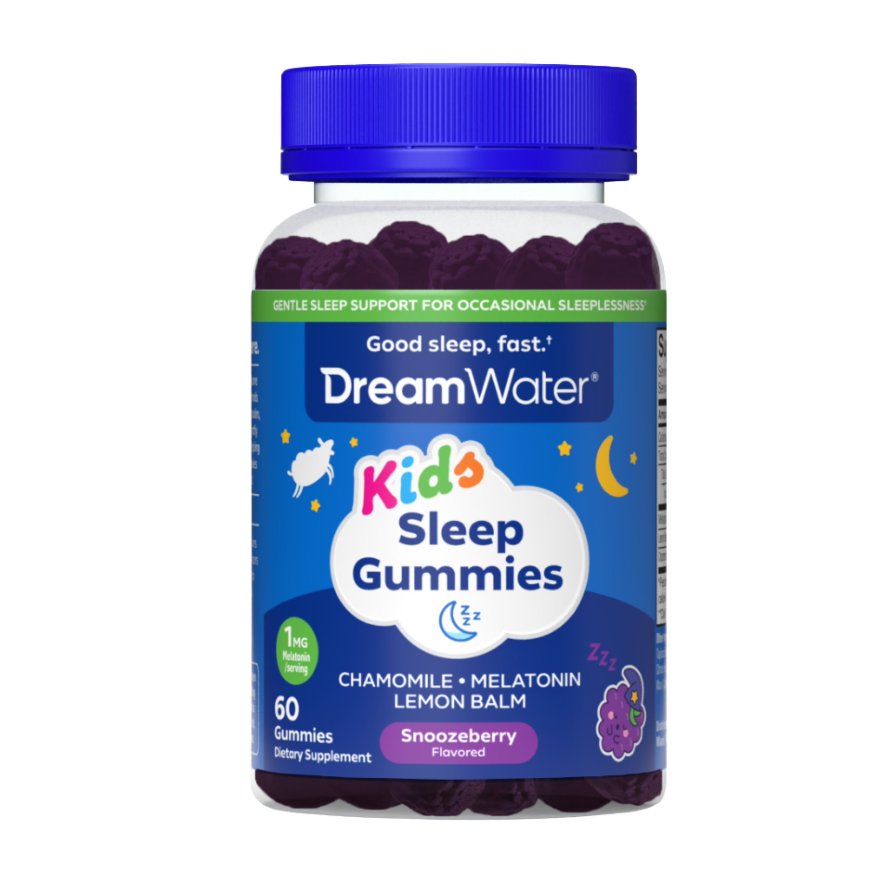 image-Dream Water Kids Sleep Gummies, Snoozeberry Flavor, 60ct