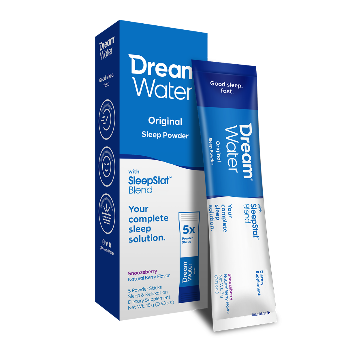 image-Dream Water Sleep Aid Powder - Snoozeberry Flavor - 5 pack