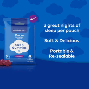 Dream Water Sleep Aid Gummies, Travel & Trial 6-count pouches - 12 pack